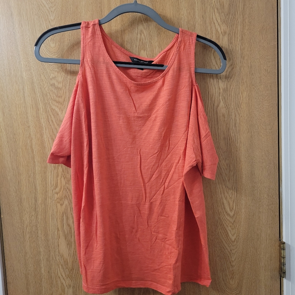 Banana Republic Coral Cold Shoulder Tank Top